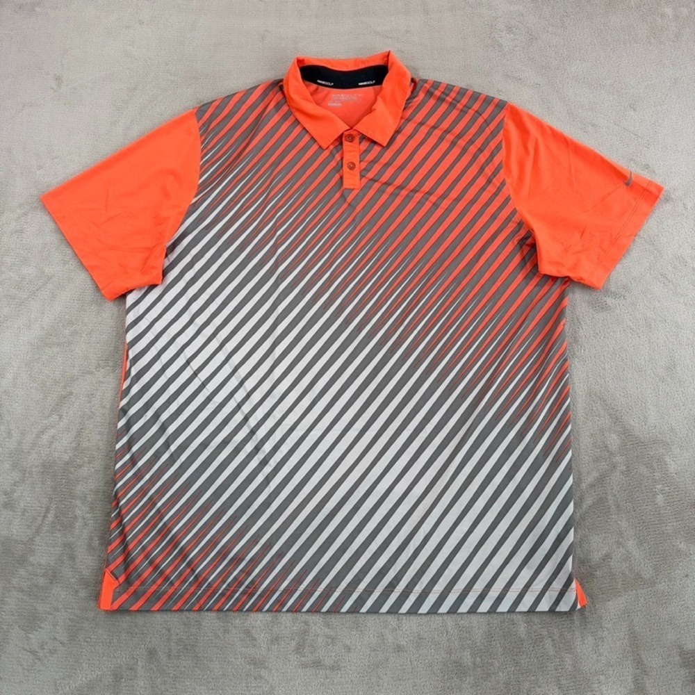 Nike Golf Tour Performance Dri-Fit Golf Polo Shirt in Grey Orange Geo Men 2XL